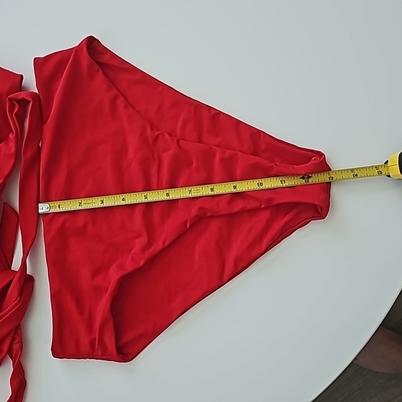 NWOT Red Bikini Wrap One Shoulder Top Highwaisted bottom Size Medium - Picture 7 of 9